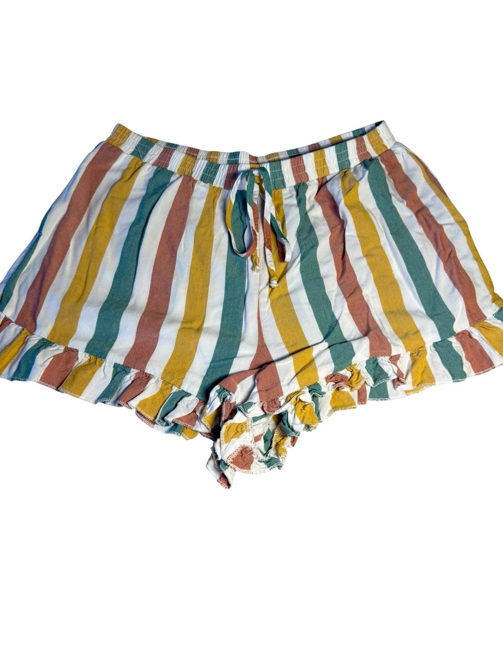 American Eagle Outfitters Multi-Color Striped High-Waist Ruffle Shorts